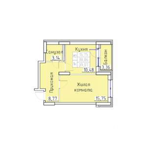 1-к квартира, вторичка, 39м2, 6/8 этаж