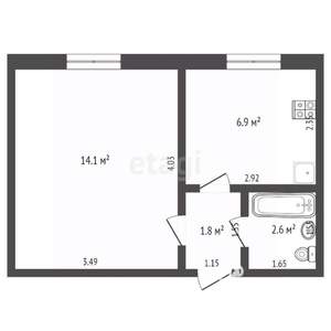 1-к квартира, вторичка, 25м2, 3/3 этаж