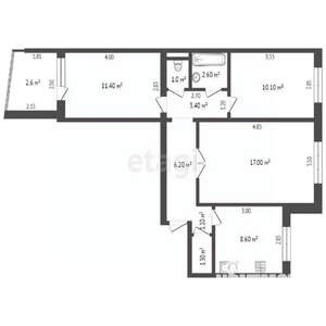 3-к квартира, вторичка, 58м2, 5/5 этаж