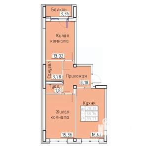 2-к квартира, вторичка, 60м2, 2/8 этаж