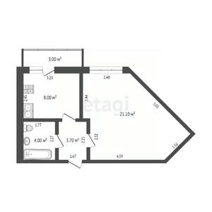 1-к квартира, вторичка, 37м2, 9/10 этаж