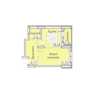 1-к квартира, вторичка, 39м2, 7/8 этаж