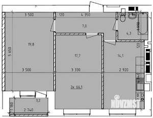 2-к квартира, вторичка, 66м2, 7/9 этаж