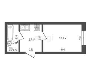1-к квартира, вторичка, 13м2, 5/5 этаж