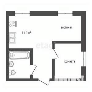 1-к квартира, вторичка, 40м2, 4/4 этаж