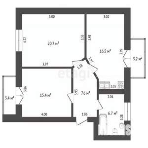 2-к квартира, вторичка, 67м2, 1/3 этаж