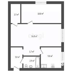 2-к квартира, вторичка, 42м2, 1/2 этаж