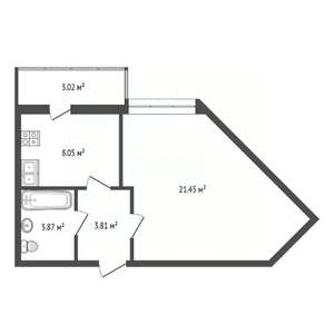 1-к квартира, вторичка, 40м2, 9/10 этаж