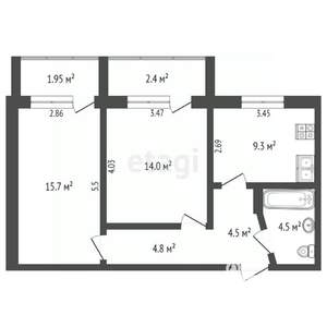 2-к квартира, вторичка, 53м2, 10/10 этаж