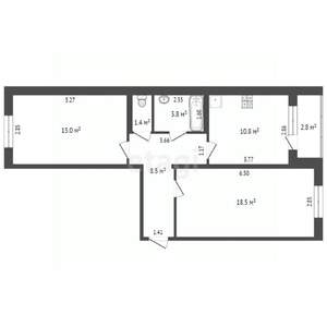 2-к квартира, вторичка, 58м2, 1/10 этаж