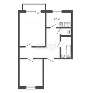 2-к квартира, вторичка, 53м2, 8/9 этаж