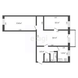 3-к квартира, вторичка, 58м2, 2/3 этаж