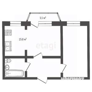 2-к квартира, вторичка, 54м2, 2/4 этаж