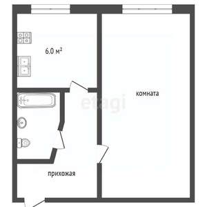 1-к квартира, вторичка, 32м2, 1/5 этаж