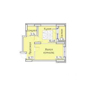 1-к квартира, вторичка, 39м2, 5/8 этаж