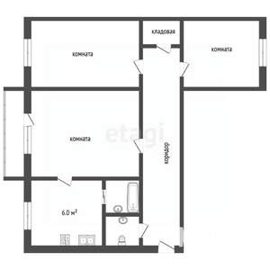 3-к квартира, вторичка, 55м2, 4/5 этаж