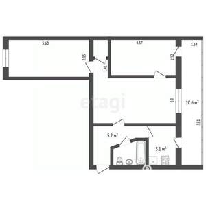 3-к квартира, вторичка, 66м2, 1/5 этаж