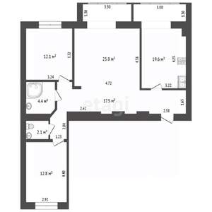 3-к квартира, вторичка, 105м2, 2/8 этаж