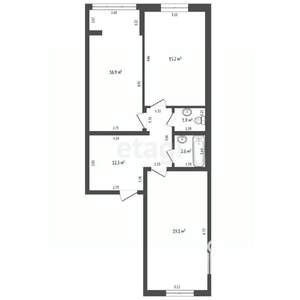 2-к квартира, вторичка, 68м2, 5/5 этаж
