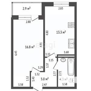 1-к квартира, вторичка, 39м2, 8/10 этаж