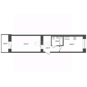 1-к квартира, вторичка, 39м2, 1/9 этаж