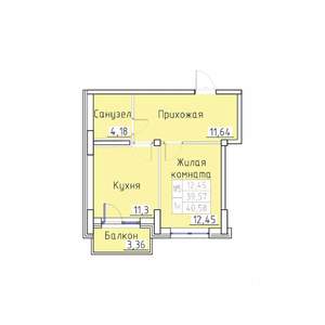 1-к квартира, вторичка, 41м2, 8/8 этаж