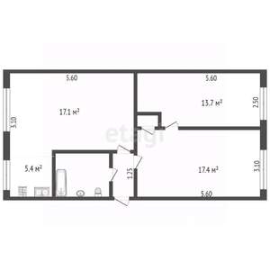 3-к квартира, вторичка, 62м2, 1/5 этаж