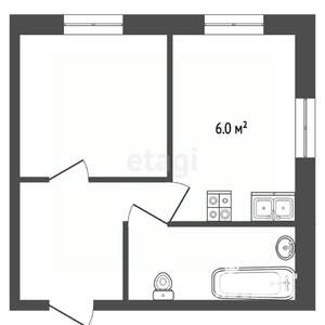 1-к квартира, вторичка, 32м2, 2/5 этаж