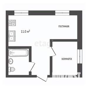 1-к квартира, вторичка, 40м2, 4/4 этаж