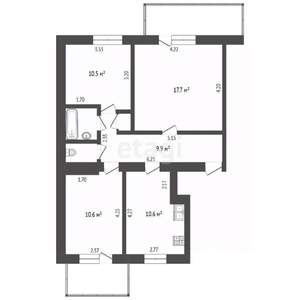 3-к квартира, вторичка, 64м2, 8/9 этаж