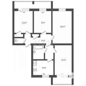 4-к квартира, вторичка, 75м2, 2/5 этаж