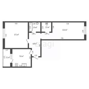 2-к квартира, вторичка, 54м2, 1/3 этаж