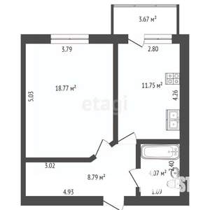 1-к квартира, вторичка, 44м2, 7/10 этаж