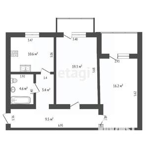 2-к квартира, вторичка, 64м2, 3/5 этаж