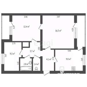 3-к квартира, вторичка, 64м2, 4/9 этаж