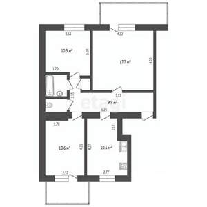 3-к квартира, вторичка, 64м2, 5/9 этаж