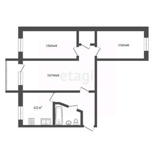 3-к квартира, вторичка, 55м2, 4/5 этаж