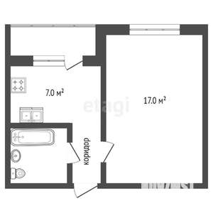 1-к квартира, вторичка, 34м2, 1/3 этаж