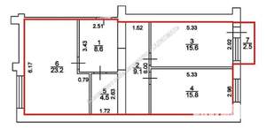 2-к квартира, вторичка, 77м2, 2/4 этаж