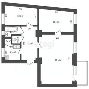 3-к квартира, вторичка, 55м2, 2/5 этаж