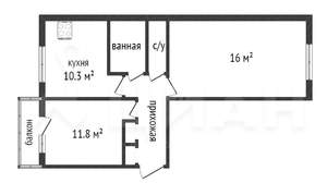 2-к квартира, вторичка, 48м2, 2/5 этаж