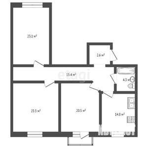 3-к квартира, вторичка, 104м2, 2/4 этаж