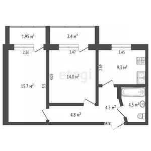 2-к квартира, вторичка, 53м2, 10/10 этаж