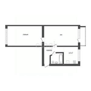 2-к квартира, вторичка, 42м2, 4/4 этаж