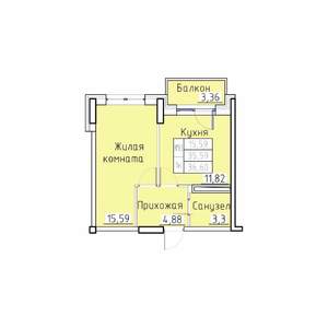 1-к квартира, вторичка, 37м2, 2/8 этаж