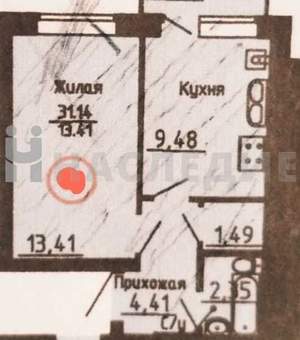 1-к квартира, вторичка, 31м2, 3/3 этаж