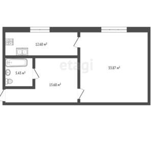 2-к квартира, вторичка, 34м2, 1/2 этаж