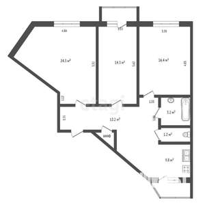 3-к квартира, вторичка, 82м2, 3/3 этаж