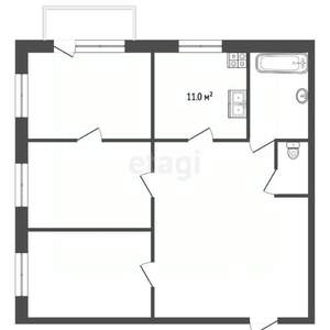 3-к квартира, вторичка, 62м2, 4/10 этаж