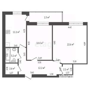 2-к квартира, вторичка, 68м2, 9/9 этаж